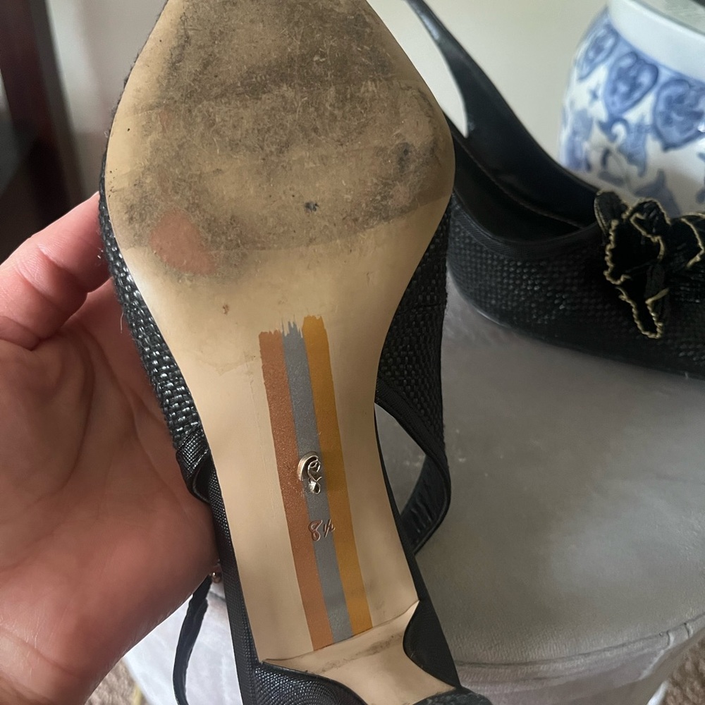 Sam Edelman Black Slingback Heels with Floral Detail - Picture 2 of 2